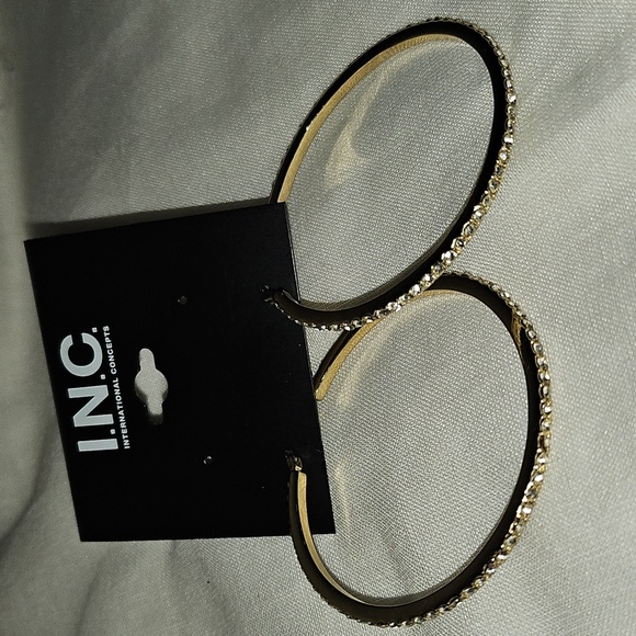 Gold Rhinestone Hoops 2" - Picture 7 of 7